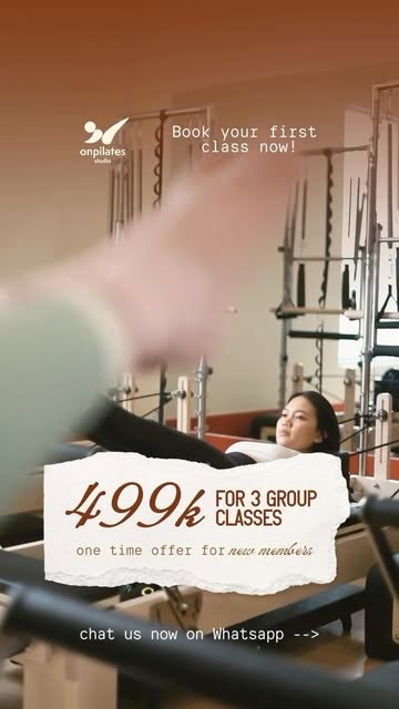 Promo On Pilates: 3 kelas grup Rp499rb untuk member baru, di studio reformer Lebak Bulus